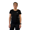 Trinovate Essential T-Shirt, Damen, schwarz, Ansicht von vorn am weiblichen Modell